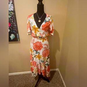 Abel The Label (Anthropologie) Smocked Waist Osaka Garden Party Floral Maxi, XS